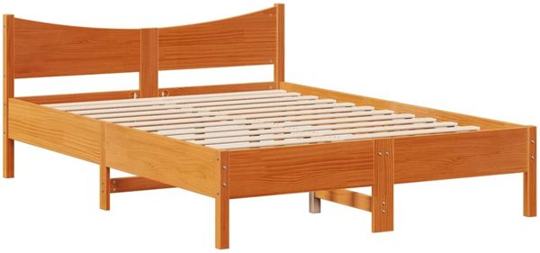 vidaXL Massivholzbett ohne Matratze Wachsbraun 140x200 cm Kiefernholz 3323301 Bild 5