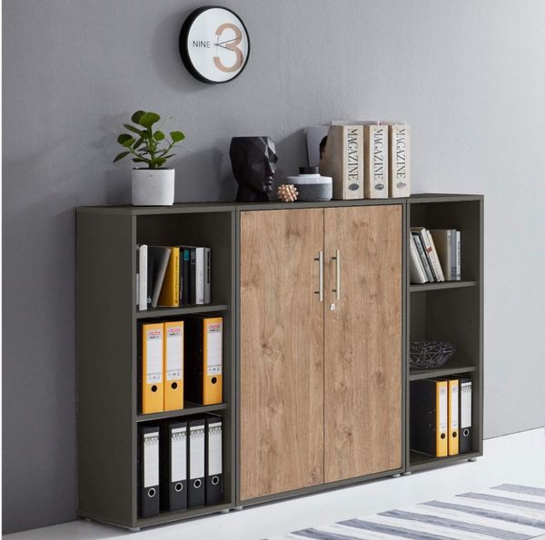 moebel-dich-auf Aktenschrank TABOR 2 (Aktenregale/Aktenschränke ideal für DIN A4 Ordner inkl. 2 Einlegeböden, Büroschrank abschließbar mit Griffen aus Edelstahl) Made in Germany