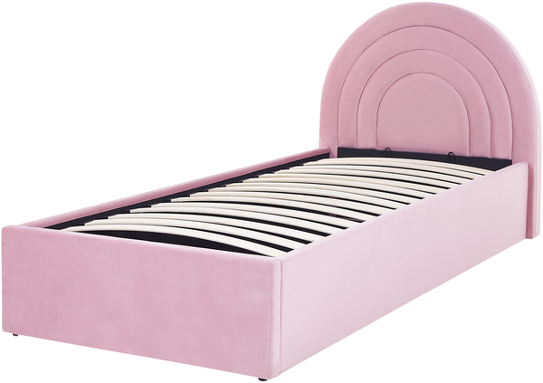 Bett mit Stauraum ANET 90 x 200 cm Samtstoff Rosa Bild 5