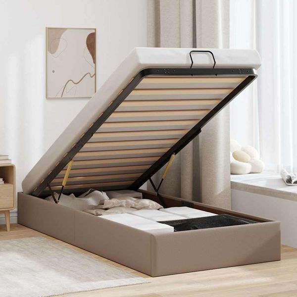 vidaXL Ottoman-Bett ohne Matratze Cappucino 100x200cm Kunstleder 3310788