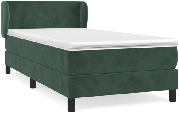vidaXL Boxspringbett mit Matratze Dunkelgrün 90x190 cm Samt 3127346
