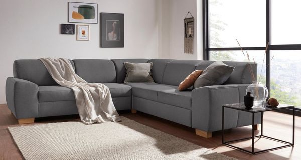 DOMO collection Ecksofa Incanto kubische Formensprache, komfortabel, flache Armlehnen, L-Form, wahlweise mit Bettfunktion