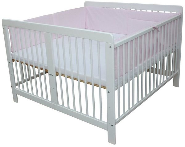 Micoland Kinderbett Zwillingsbett Zwillingskinderbett mit 2 Matratzen 120x120cm + Nestchen