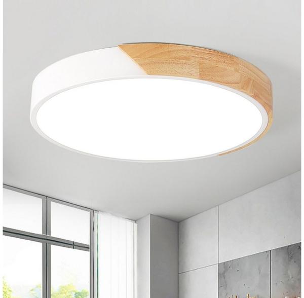 Natsen Deckenleuchte Runde LED Deckenlampe, 48W, dimmbar mit Fernbedienung, 3000K-6000K, für Wohnzimmer Schlafzimmer Kinderzimmer Küche Büro, Holz (50x50x4cm) Bild 1