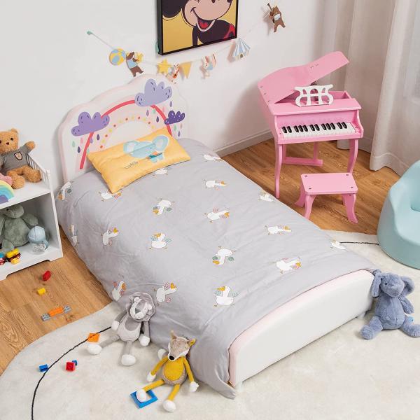 COSTWAY 140x70 cm Kinderbett mit weichem Kopfteil & Fußteil, Lattenrost Babybett, Einzelbett für Jungs und Mädchen von 3 bis 5 Jahren (Regenbogen)