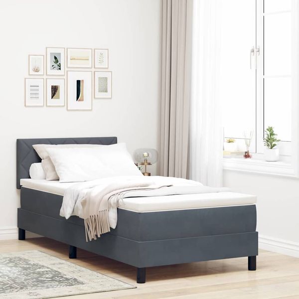 vidaXL Boxspringbett mit Kopfteil Dunkelgrau 90 x 190 cm Samt 3339207