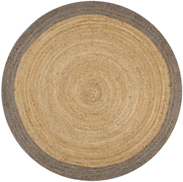 vidaXL Teppich Handgefertigt Jute mit Grauem Rand 150 cm 133676