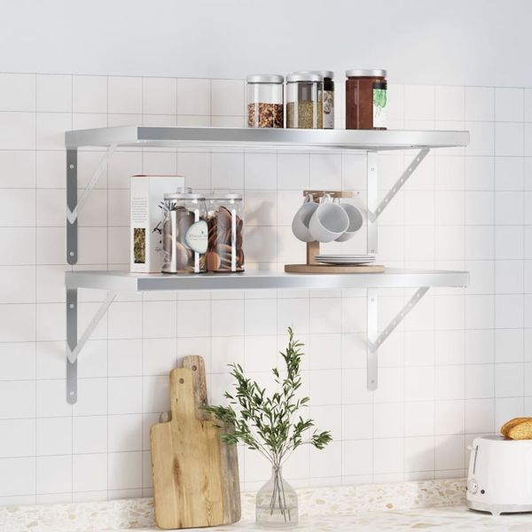 vidaXL Wandregale 2 Stk. 75x40 cm Silbern Edelstahl 3214505