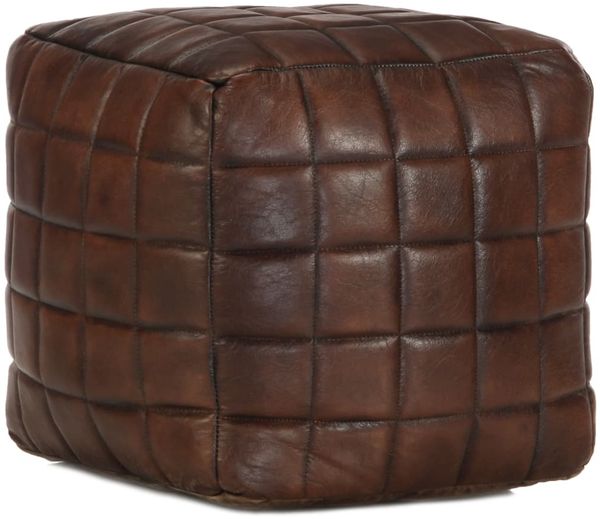 Pouf Dunkelbraun 40 x 40 x 40 cm Echtes Ziegenleder [248136]