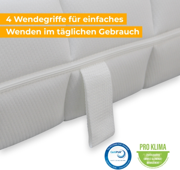BeCo Onyx Matratze Höhe 21 cm | ergonomischer Schlaf wie im Luxus-Hotel | wahlweise als Federkern oder Kaltschaum | Oeko-TEX® & CertiPUR Zertifiziert Größe 100 x 200 cm Härtegrad Kaltschaum FEST Bild 6
