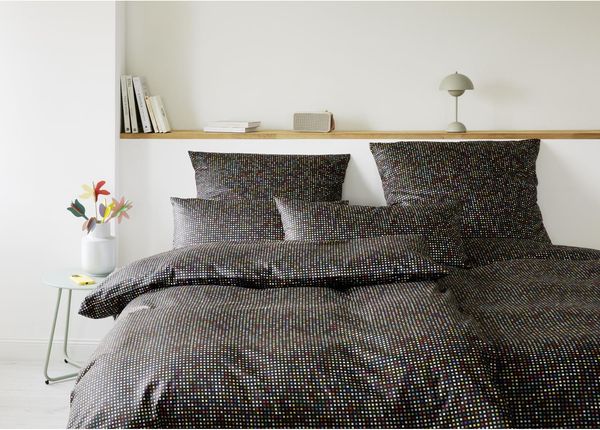 Elegante Mako Satin Bettwäsche Pixie 24535-9 Schwarz Pixel 135x200