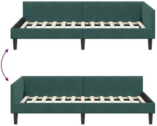 vidaXL Eckbettgestell mit Kopfteil Dunkelgrün 80 cm x 200 cm Samt 42016136 Bild 9