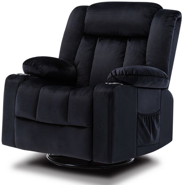COMHOMA Relaxsessel TV-Sessel Fernsehsessel Ruhesessel mit Wippfunktion, 360° drehbar, Lounge Sessel für Wohnzimmer, Getränkehalter, Seitentaschen