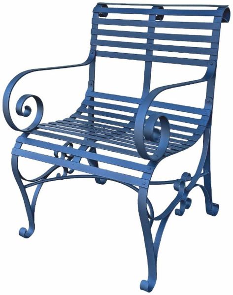 Casa Padrino Jugendstil Schmiedeeisen Garten Stuhl mit Armlehnen Blau - Garten Möbel