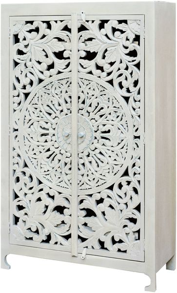 Highboard >Kalita< in Weiß, Massivholz - 100x165x40cm (BxHxT)