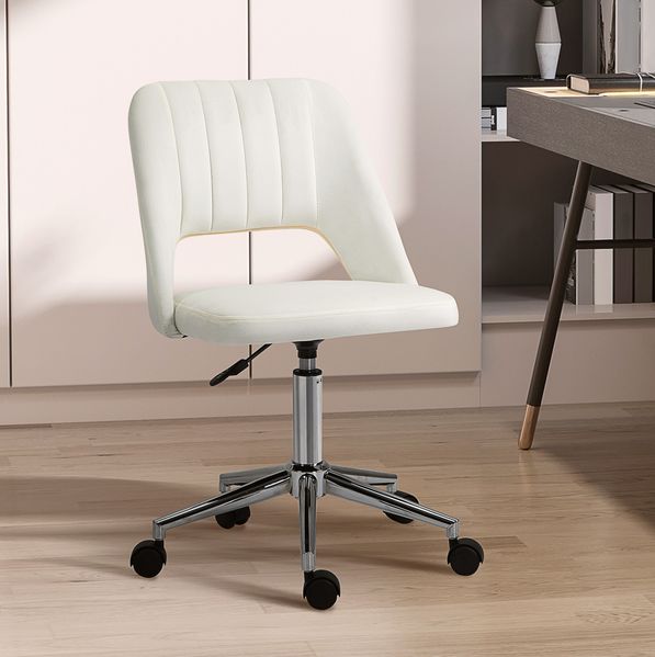 Bürostuhl 49 x 60 x 79-91 cm in Beige – höhenverstellbar, drehbar und mit 360°-Rollen
