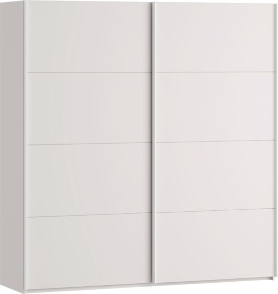 Forte SOPHISTISPACE Kleiderschrank 200, moderner Schwebetürenschrank, 2-türig, Einlegeböden, Kleiderstangen, Holzwerkstoff, Kaschmir|Beige, 200,1 cm breit x 210,5 cm hoch x 62,9 cm tief