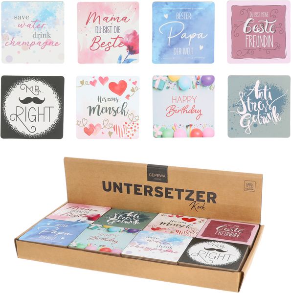 Glasuntersetzer Sprüche KORK