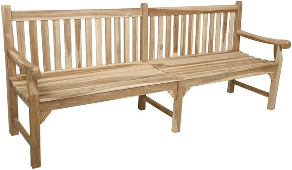 XXL Gartenbank MADURA 220 cm aus Teak mit Armlehne 5-Sitzer