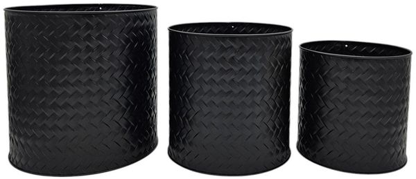 Meinposten Blumentopf Blumentopf Übertopf Pflanzenkübel 3er Set schwarz rund Metall (3er Set, 3 St), Das Set ist Wasserdicht geeignet für Innen- wie Außenbereich