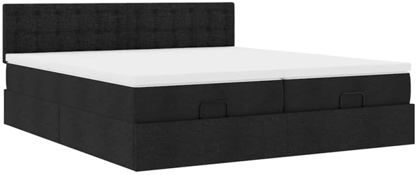 vidaXL Ottoman-Bett mit Matratzen & LEDs Schwarz 200x200 cm Stoff 3312894 Bild 6