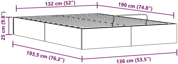 vidaXL Ottoman Bettgestell mit Stauraum Weiß 135 x 190 cm 3418778 Bild 11