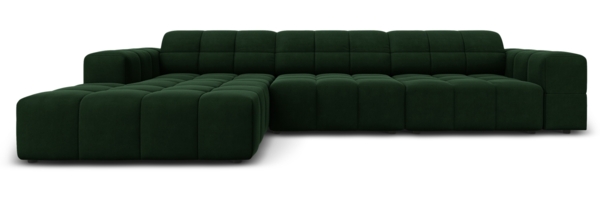 Micadoni Ecksofa Jennifer 4-Sitzer Links Samt Flaschengrün