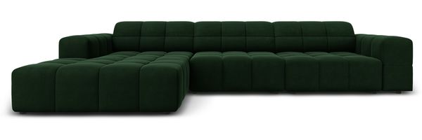 Micadoni Ecksofa Jennifer 4-Sitzer Links Samt Flaschengrün