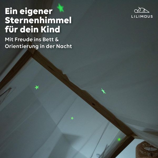 lilimaus Betthimmel Leuchtender Betthimmel mit Sternen für Kinder Hausbetten, Leuchtender Sternenhimmel für Kinder-Hausbetten, 90x200 & 120x200 cm