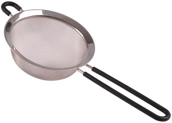 Edelstahl-Sieb 14cm Küchensieb Abtropfsieb Teesieb Mehlsieb Nudelsieb Metallsieb, Farbe:schwarz