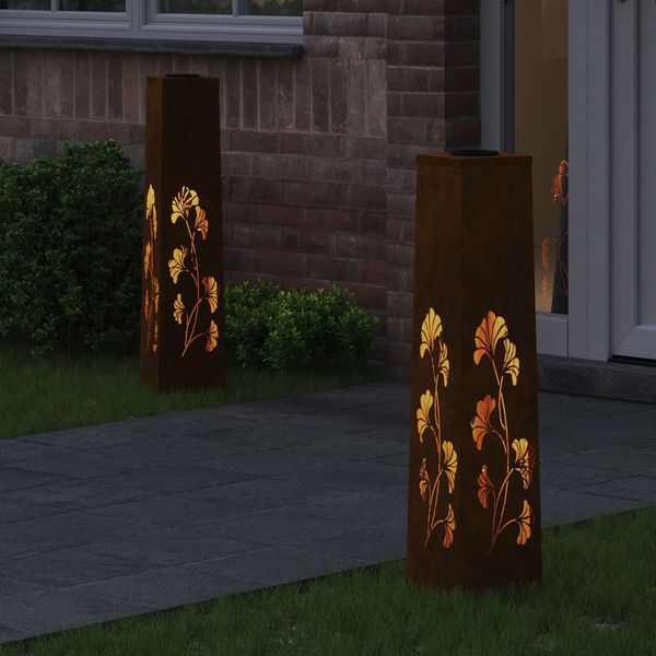 vidaXL Solar LED Weg Licht 2 pcs Rostig Wetterfeststahl 879764 Bild 3