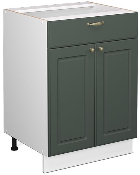 Küchenunterschrank Fame-Line Grün-Gold Landhaus 60 cm mit Schublade, ohne Arbeitsplatte Vicco
