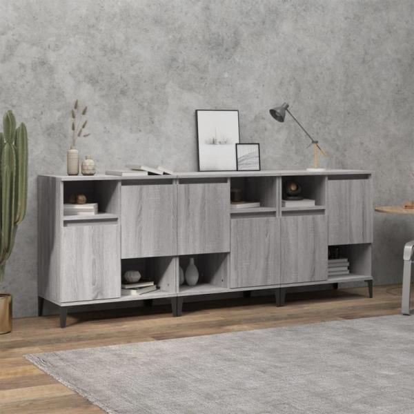 vidaXL Sideboards 3 Stk. Grau Sonoma 60x35x70 cm Holzwerkstoff 3185749