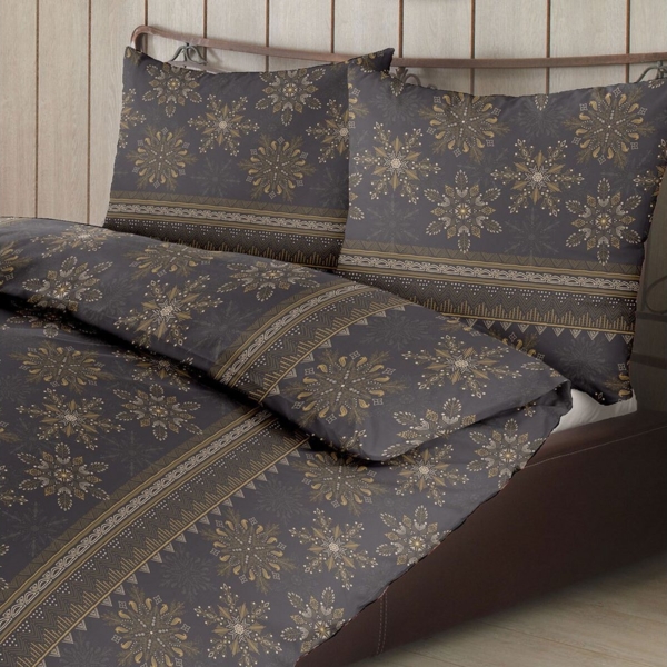 TRAUMSCHLAF Bettwäsche Sterne und Schneeflocken, Biber, 2 teilig, Biberbettwäsche weich und kuschelig