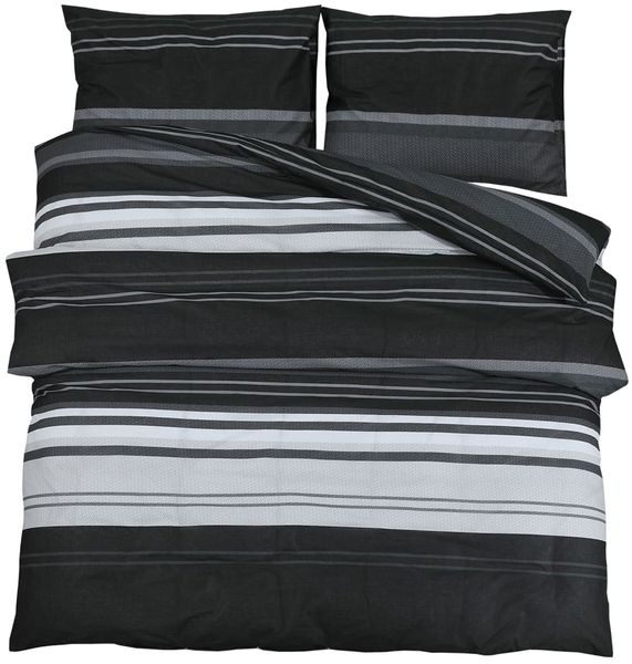 vidaXL Bettwäsche-Set, Baumwolle schwarz / weiß, 240x220 cm Bild 2