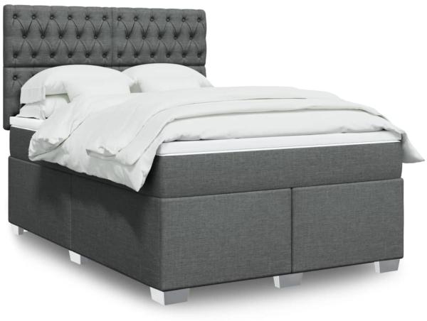 vidaXL Boxspringbett mit Matratze Dunkelgrau 140x190 cm Stoff 3292791