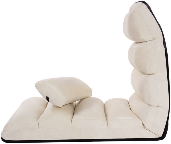 Bodenstuhl 5-fach einstellbarer Wildleder-Polsterstuhl 175 x 55 x 20 cm Beige