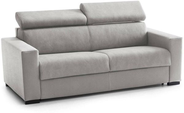 Dmora 2-Sitzer festes Sofa Aggius, Sofa aus gepolstertem Stoff, verstellbare Kopfstützen und schmale Armlehnen, 100 % Made in Italy, 200 x 95 x 85 cm, Grau