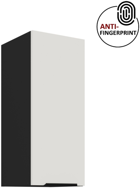 Küchen Hängeschrank 30 cm ARIA Weiss ultra matt + Schwarz matt, hochwertige Fronten mit Anti Fingerprint Beschichtung Küchenzeile Küchenblock