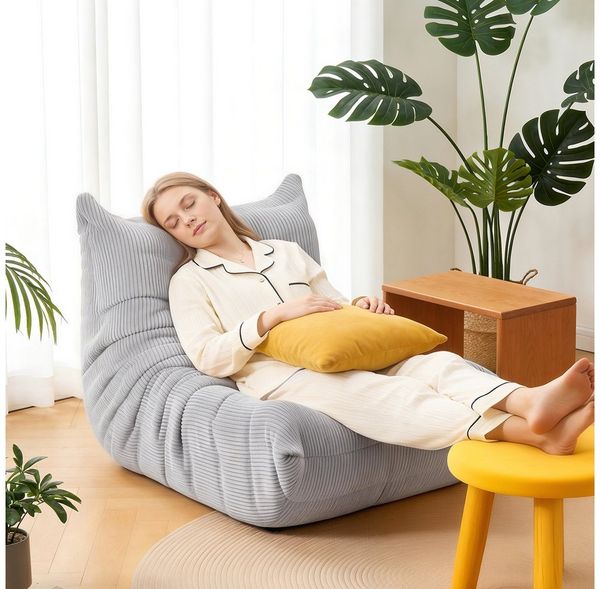 oyajia Sitzsack Relaxsessel Sofa Einzelsofa mit Hochelastischer Schwamm (mit Rückenlehne Einzelsofa), ohne Montage,Bequem & Modern für Wohnzimmer & Schlafzimmer