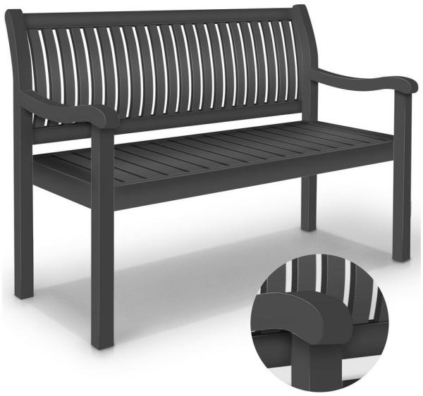 tillvex® Gartenbank Holz Anthrazit 125 cm / 2 - 3 Personen Parkbank Massiv Sitzbank Garten Gartenmöbel