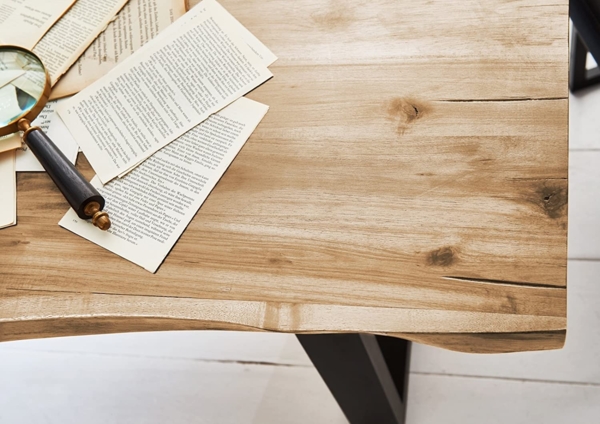 Essgruppe 200 cm Akazie naturfarben U-Gestell schwarz mit 2 Bänken QUINN 69333074 Bild 5