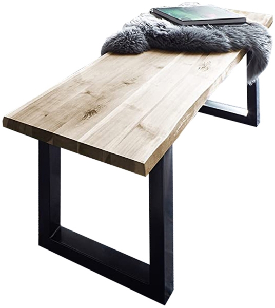 Essgruppe 200 cm Akazie naturfarben U-Gestell schwarz mit 2 Bänken QUINN 69333074 Bild 7