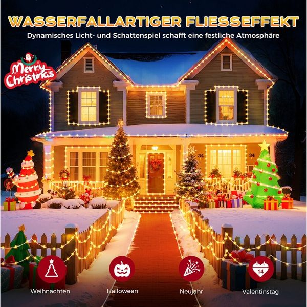 Quntis Lichterkette lichterkette outdoor/ indoor mit Stecker, 9 Modi Osterndeko, 20/30M für Garten,Balkon,Hof,Hochzeit,party Lauflichteffekte