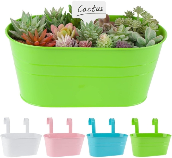 BOFUNX 4er Vintage Hängetöpfe Set Blumentopf Übertopf Balkon Deko 27×14×12cm