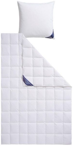 Excellent Daunenbettdecke + 3-Kammer-Kopfkissen Davos, Füllung: Bettdecke: 100% Gänsedaunen, Bezug: 100% Baumwolle, Bettdecken-Set mit Kopfkissen, Bettdecke 135x200 und 155x220 cm