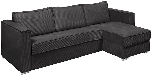 Vente-unique - LORETO Sofa SamtStoff Grau - B 223 cm152 cm x H 90 cm x L 298 cm