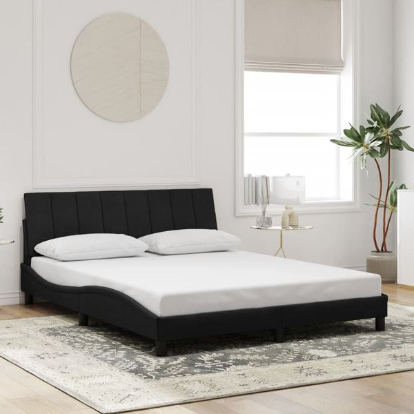 vidaXL Bettgestell ohne Matratze "Hanko" Schwarz 160x200 cm Samt 3207857