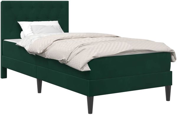 vidaXL Bettgestell mit Matratze Dunkelgrün 90 x 200 cm Samt 3415026 Bild 2