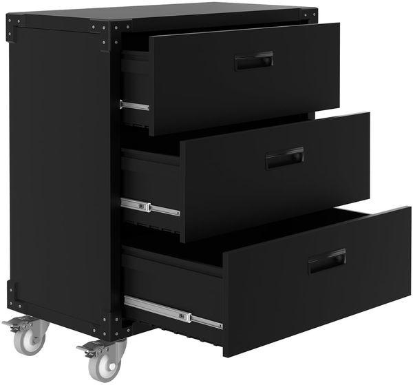GarveeHome Werkzeugschrank mit 3 Schubladen, Mobiler Werkzeugwagen aus Stahl, Garagenschrank mit Rädern Metallschrank für Garage, Lager und Werkstatt,80x42x90cm